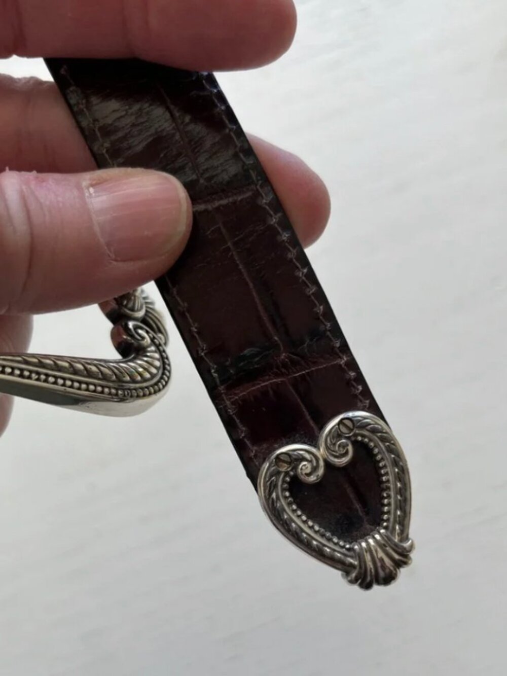 Brighton Brown Croc Belt Size 34 - Picture 3 of 5